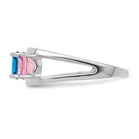 14K White Gold Genuine 4 Stone Mother's Ring view 4
