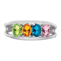 14K White Gold Genuine 4 Stone Mother's Ring view 5
