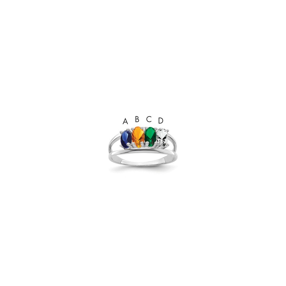 14K White Gold Genuine 4 Stone Mother's Ring