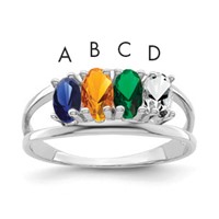 14K White Gold Genuine 4 Stone Mother's Ring view 1