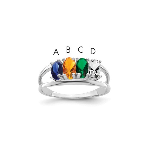 14K White Gold Genuine 4 Stone Mother's Ring