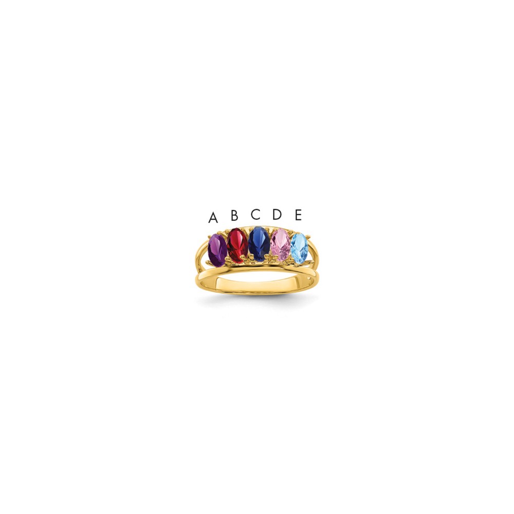 14K Yellow Gold Synthetic Family Jewelry Ring