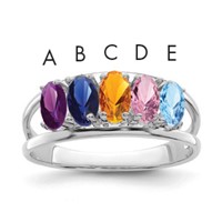 Sterling Silver Rhodium-plated Family Jewelry Ring view 1