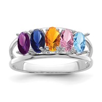 Sterling Silver Rhodium-plated Family Jewelry Ring view 2