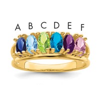 14K Yellow Gold Synthetic Family Jewelry Ring view 1