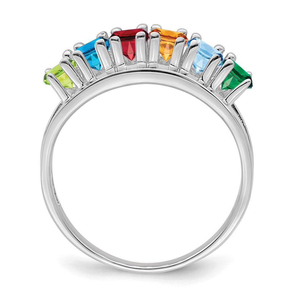 Sterling Silver Rhodium-plated Synthetic 6 Stone Mother's Ring (XMR2/6SS)