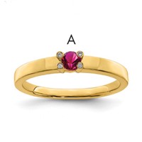 14K Yellow Gold Family Jewelry Genuine Stone & Diamond Set Ring view 1