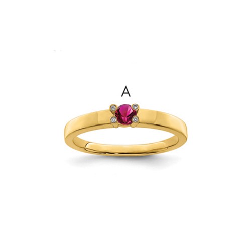 14K Yellow Gold Family Jewelry Diamond Semi-Set Ring
