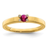 14K Yellow Gold Family Jewelry Genuine Stone & Diamond Set Ring view 2