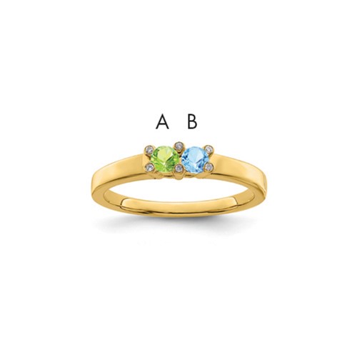 14K Yellow Gold Family Jewelry Genuine Stone & Diamond Set Ring