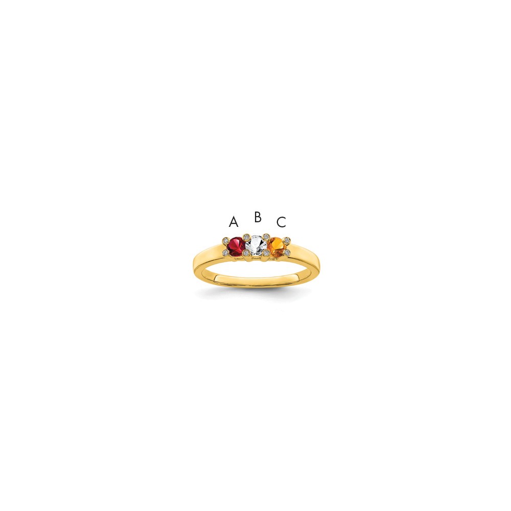 14K Yellow Gold Family Jewelry Diamond Semi-Set Ring