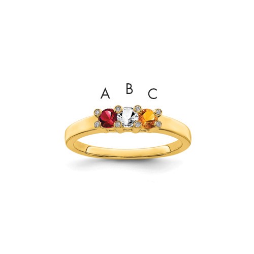 14K Yellow Gold Family Jewelry Diamond Semi-Set Ring