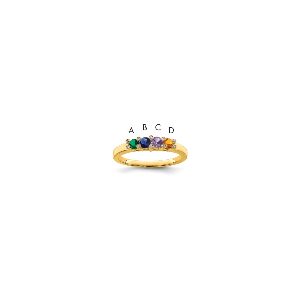 14K Yellow Gold Family Jewelry Diamond Semi-Set Ring