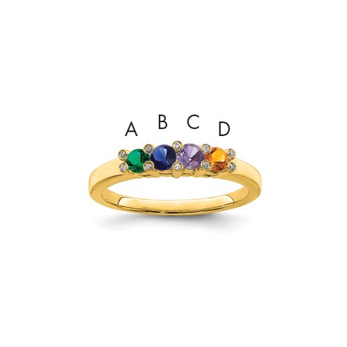 14K Yellow Gold Family Jewelry Diamond Semi-Set Ring