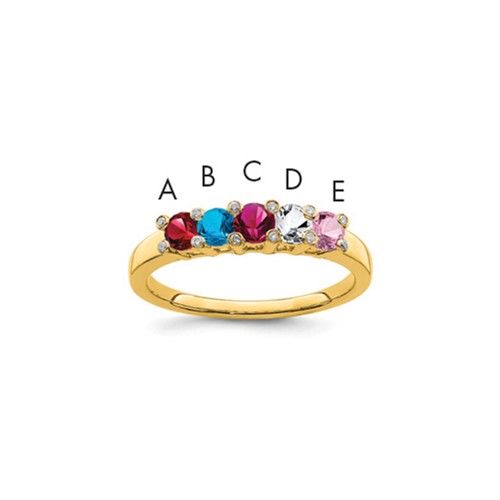 14K Yellow Gold Family Jewelry Diamond Semi-Set Ring