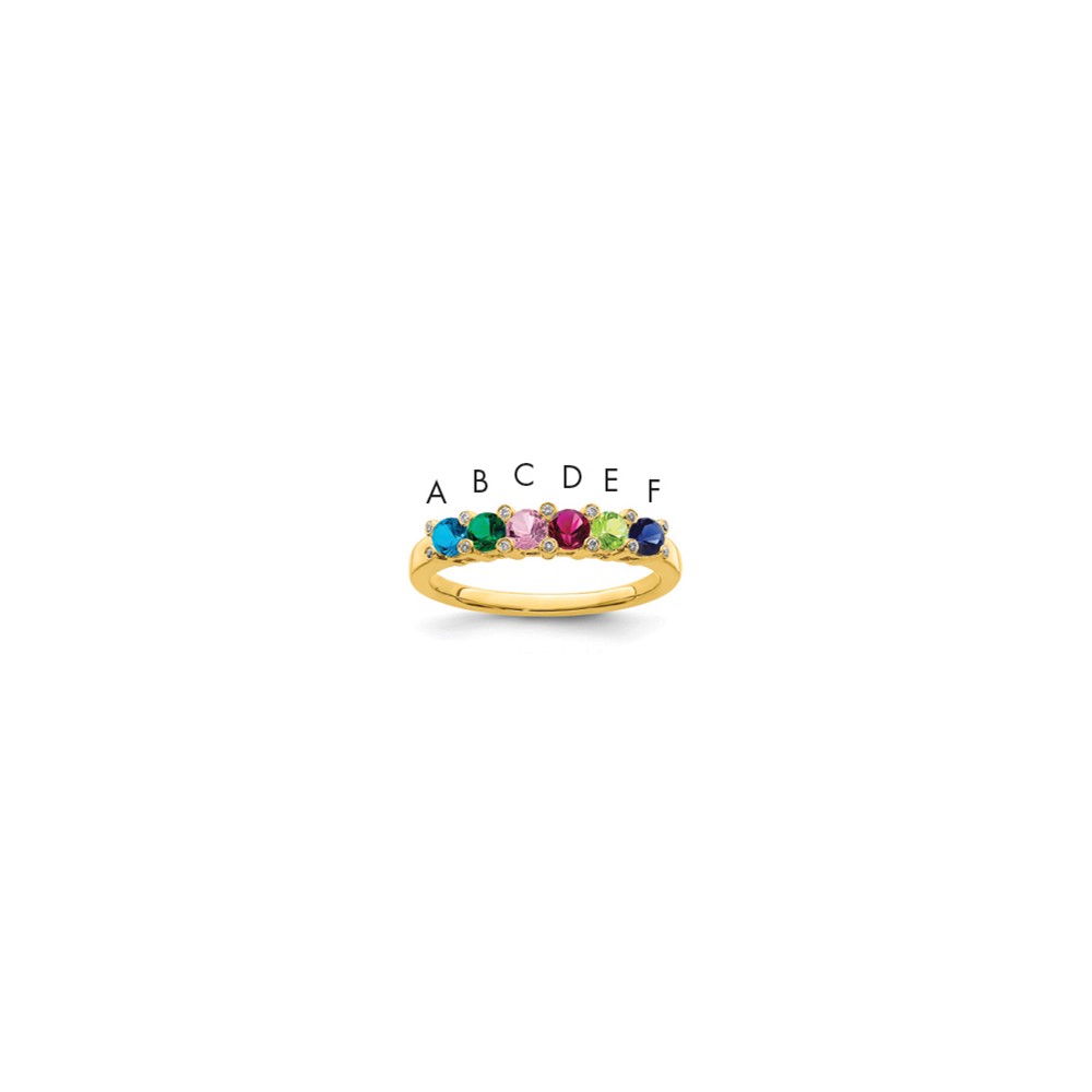 14K Yellow Gold Family Jewelry Diamond Semi-Set Ring