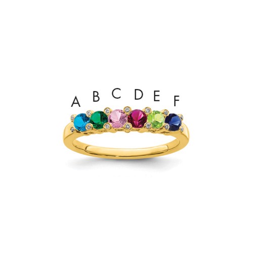 14K Yellow Gold Family Jewelry Genuine Stone & Diamond Set Ring
