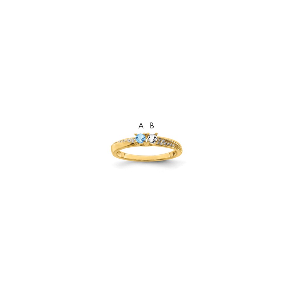 14K Yellow Gold Family Jewelry Diamond Semi-Set Ring