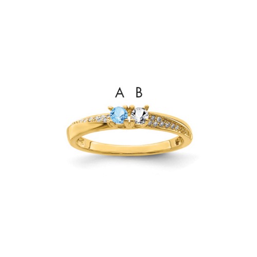 14K Yellow Gold Family Jewelry Diamond Semi-Set Ring