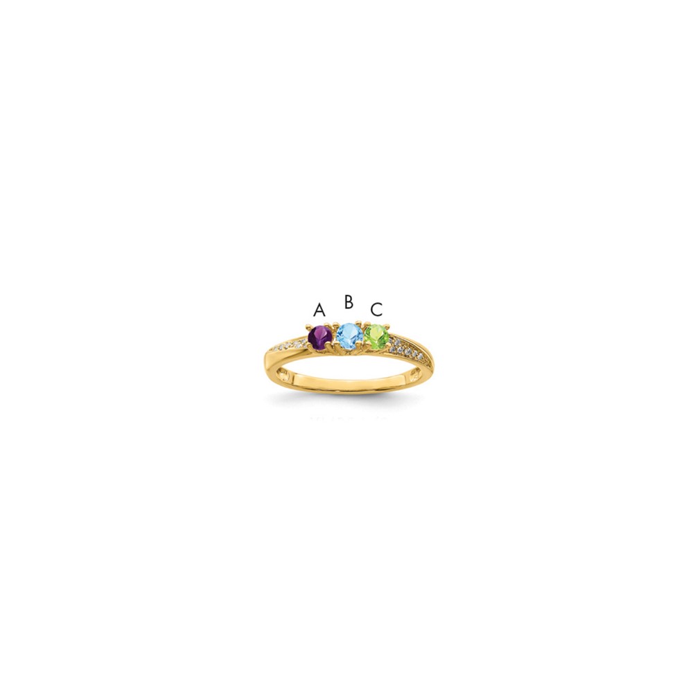 14K Yellow Gold Family Jewelry Diamond Semi-Set Ring