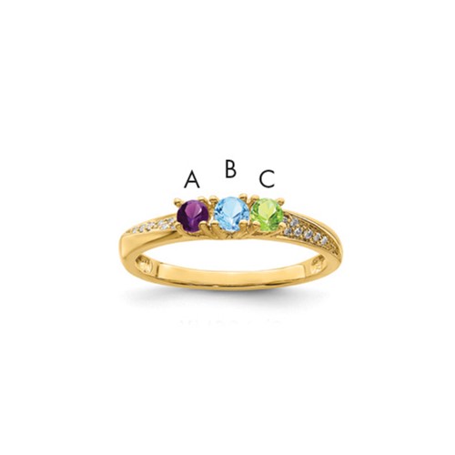 14K Yellow Gold Family Jewelry Diamond Semi-Set Ring