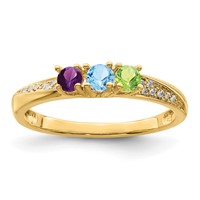 14K Yellow Gold Family Jewelry Diamond Semi-Set Ring view 2
