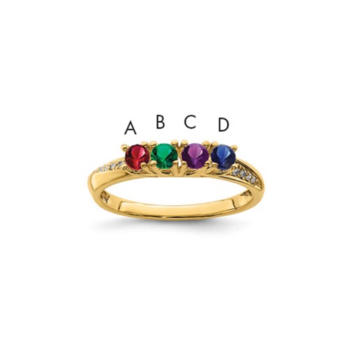 14K Yellow Gold Family Jewelry Diamond Semi-Set Ring