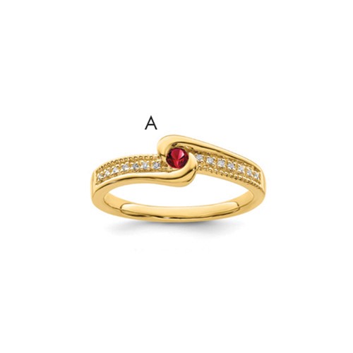 14K Yellow Gold Family Jewelry Diamond Semi-Set Ring