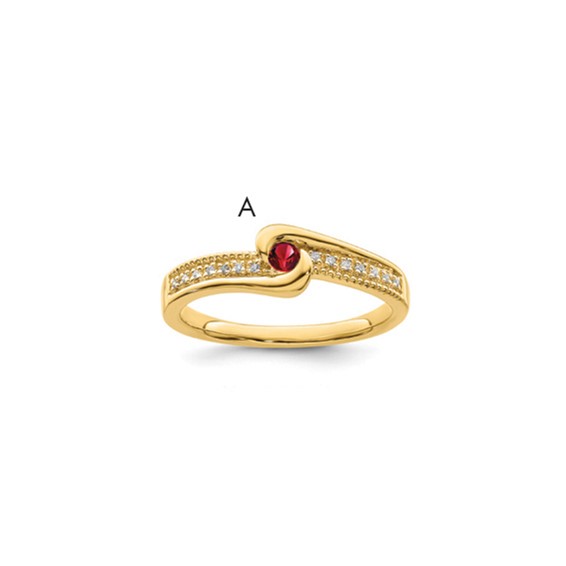 Birthstone and Diamond Mother's Ring
