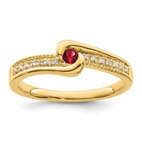 14K Yellow Gold Family Jewelry Diamond Semi-Set Ring view 2