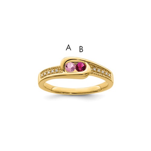 14K Yellow Gold Family Jewelry Genuine Stone & Diamond Set Ring