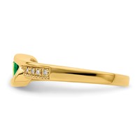 14K Yellow Gold Family Jewelry Synthetic Stone & Diamond Set Ring view 4