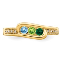 14K Yellow Gold Family Jewelry Synthetic Stone & Diamond Set Ring view 5