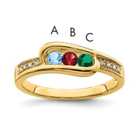 14K Yellow Gold Family Jewelry Synthetic Stone & Diamond Set Ring view 1