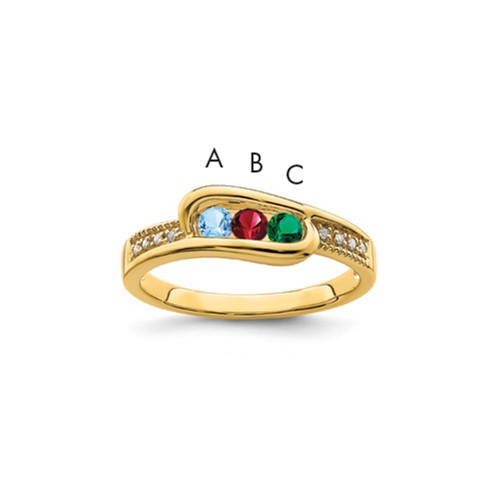14K Yellow Gold Family Jewelry Genuine Stone & Diamond Set Ring
