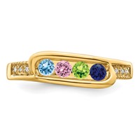 14K Family Jewelry Synthetic Stone & Diamond Set Ring view 5