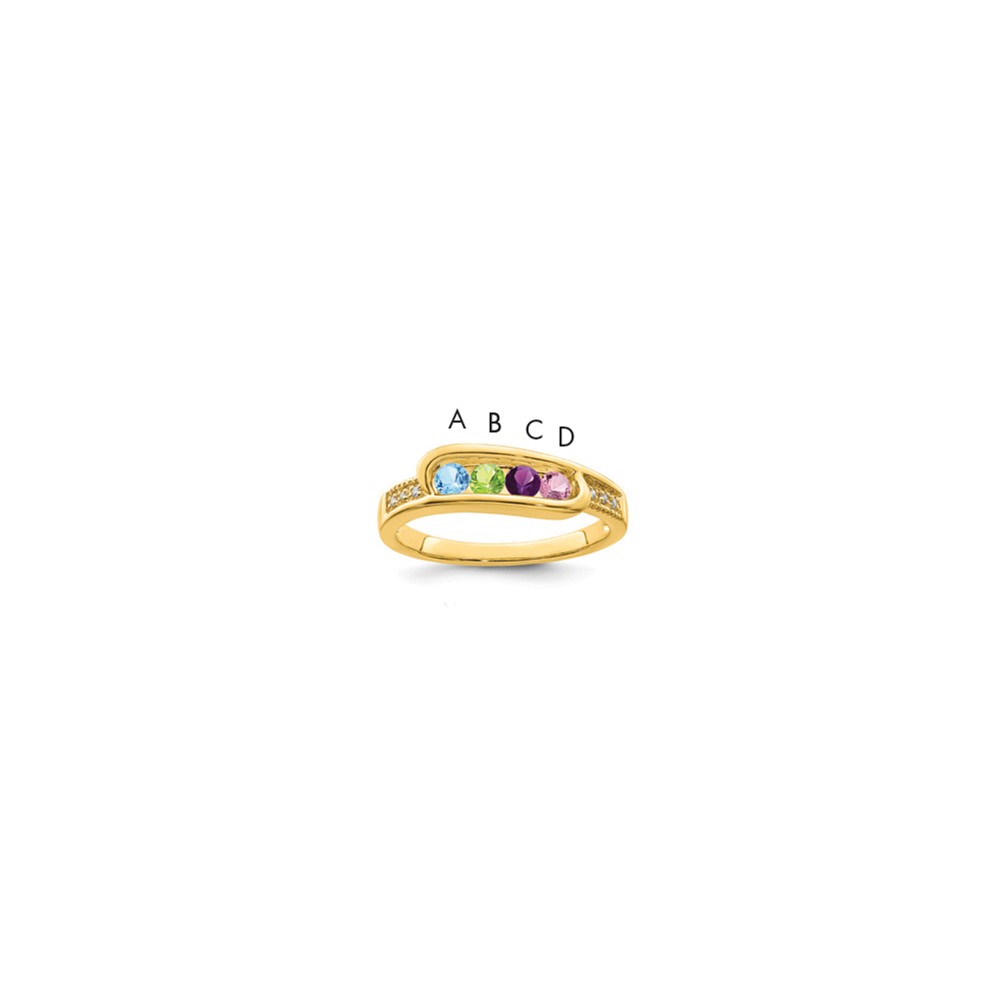 14K Family Jewelry Synthetic Stone & Diamond Set Ring