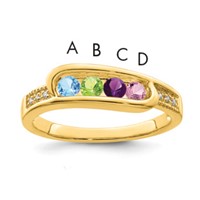 14K Family Jewelry Synthetic Stone & Diamond Set Ring view 1
