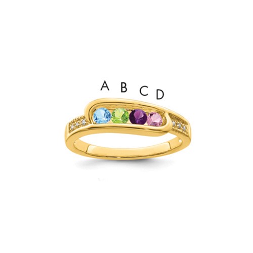 14K Yellow Gold Family Jewelry Diamond Semi-Set Ring