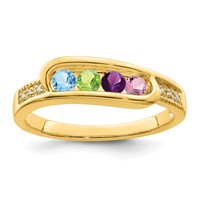 14K Family Jewelry Synthetic Stone & Diamond Set Ring view 2