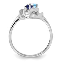 Sterling Silver Rhodium-plated Synthetic 2 Stone Mother's Ring view 3