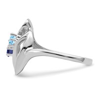 Sterling Silver Rhodium-plated Synthetic 2 Stone Mother's Ring view 4