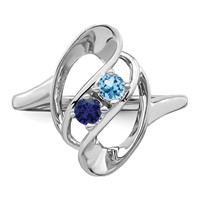 Sterling Silver Rhodium-plated Synthetic 2 Stone Mother's Ring view 5