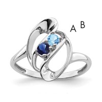 Sterling Silver Rhodium-plated Synthetic 2 Stone Mother's Ring view 1