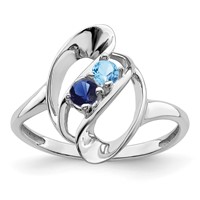 Sterling Silver Rhodium-plated Synthetic 2 Stone Mother's Ring view 2