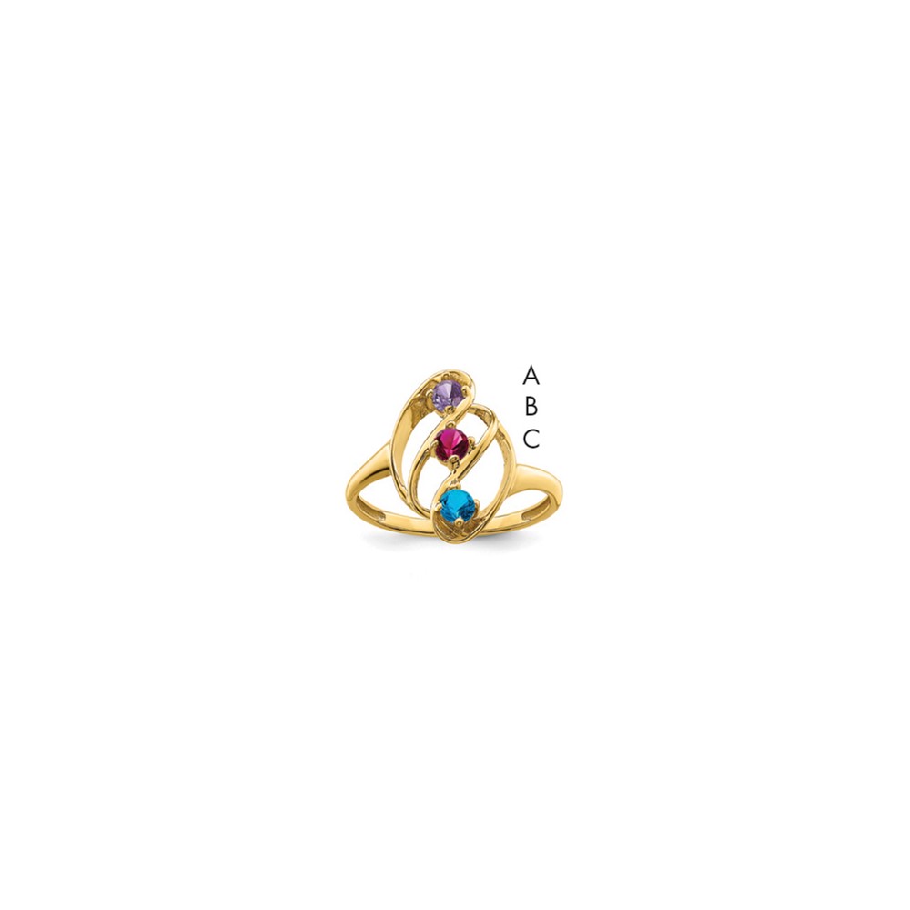 14K Yellow Gold Genuine 3 Stone Mother's Ring