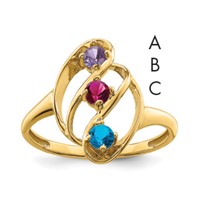 14K Yellow Gold Genuine 3 Stone Mother's Ring view 1