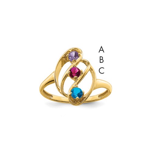 14K Yellow Gold Synthetic Family Jewelry Ring