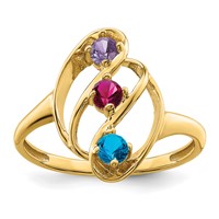14K Yellow Gold Genuine 3 Stone Mother's Ring view 2
