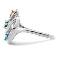 Sterling Silver Rhodium-plated Synthetic 3 Stone Mother's Ring view 4